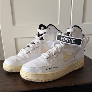 Nike White and Tan High-Top Sneakers